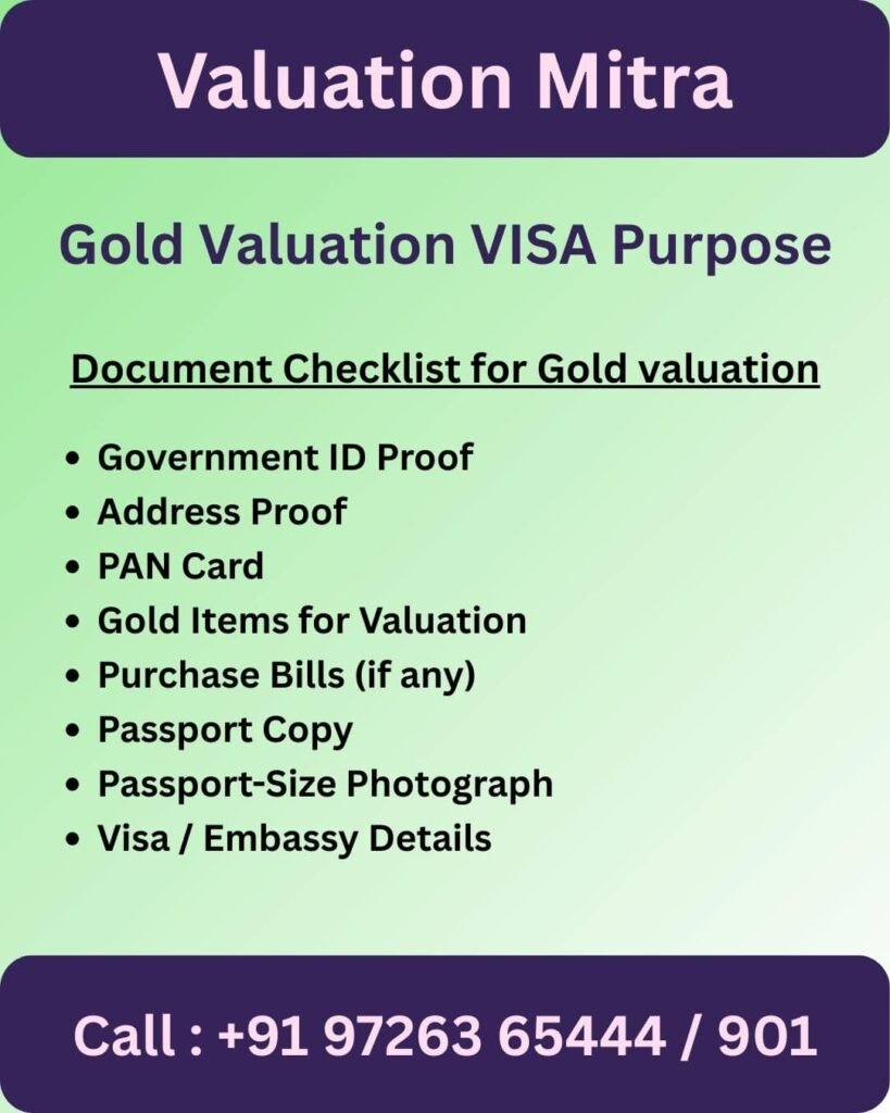 Gold Valuation Report Document Checklist