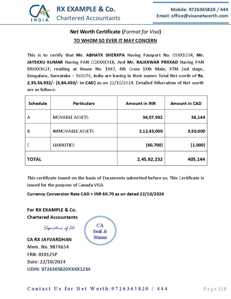 Net Worth Certificate Format-0001
