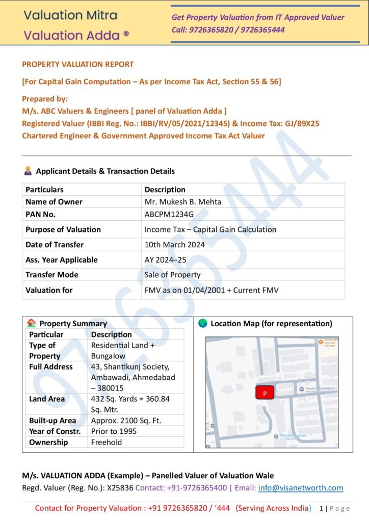 Property Valuation Report Format with Geographic Map